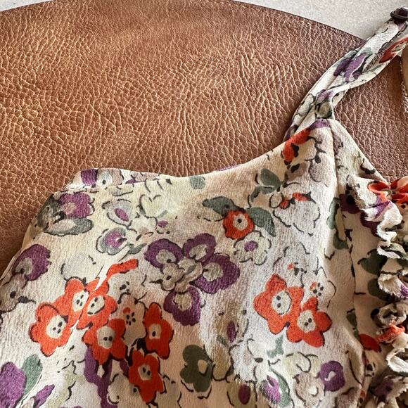 Vintage Rebecca Taylor Floral Silk Peplum Ruffle Front Cami Y2K Size 4 - Picture 10 of 10